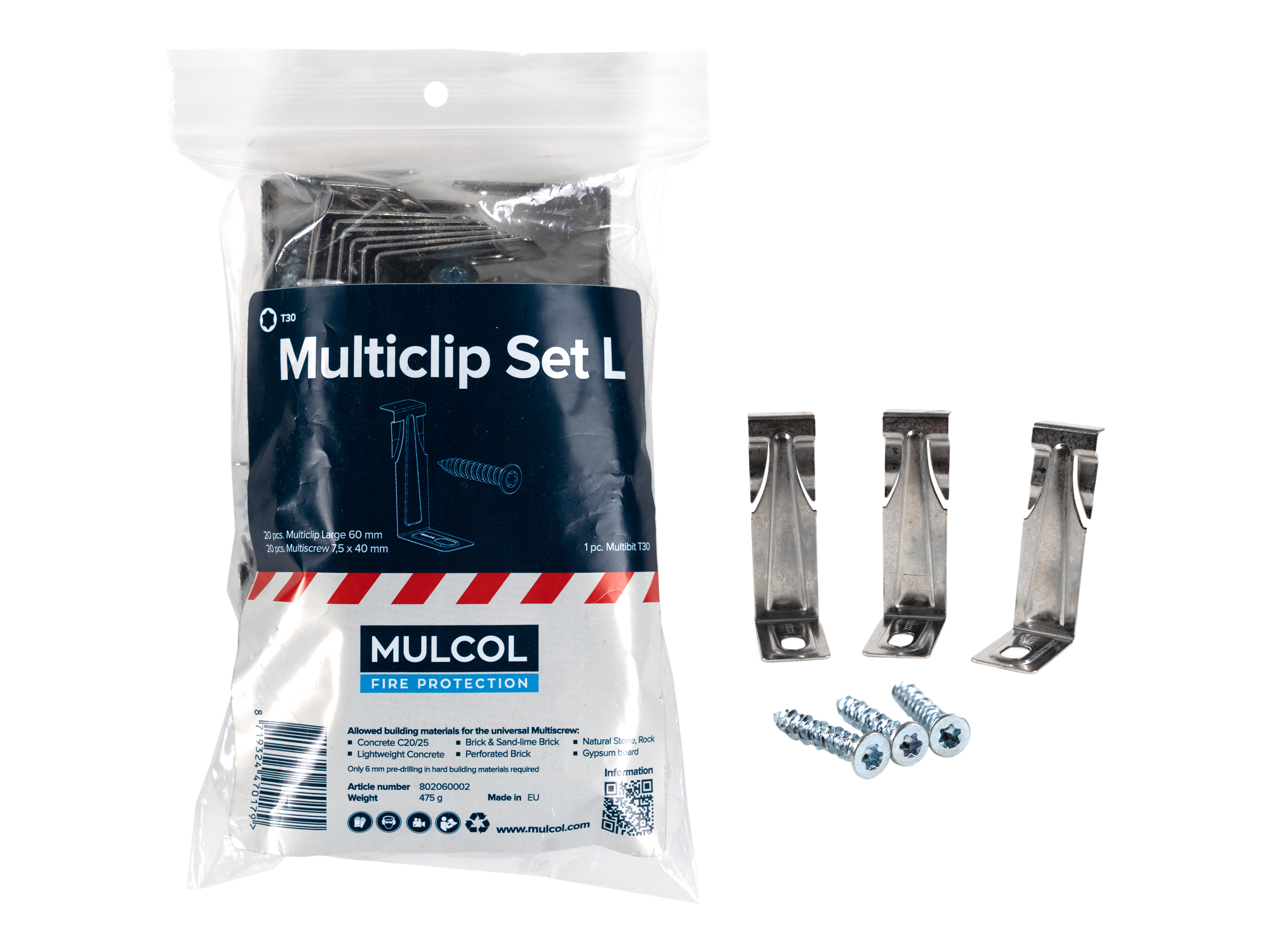 Mulcol® Multiclip Set L (60mm + skruv)