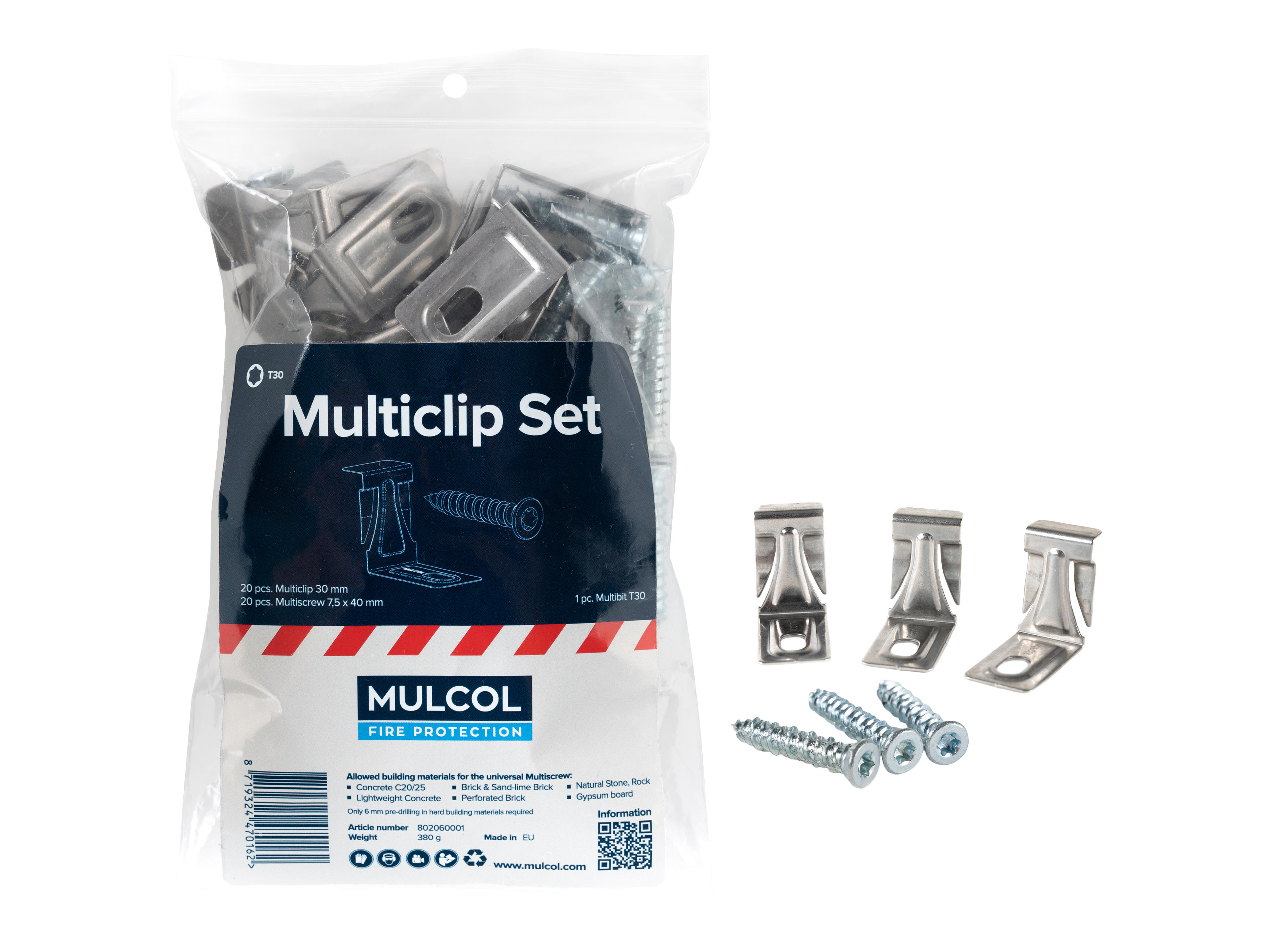 Mulcol® Multiclip Set S (30mm + skruv)